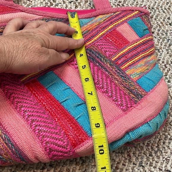 Pink and Teal Textured Cloth Purse, Philippines. - Picture 7 of 9